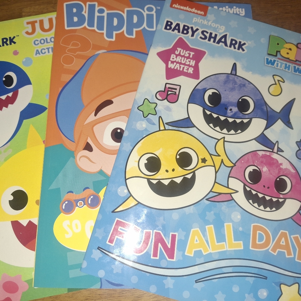 Nickelodeon Baby Shark and Blippi Activity Books - Yellow, Blue, Pink